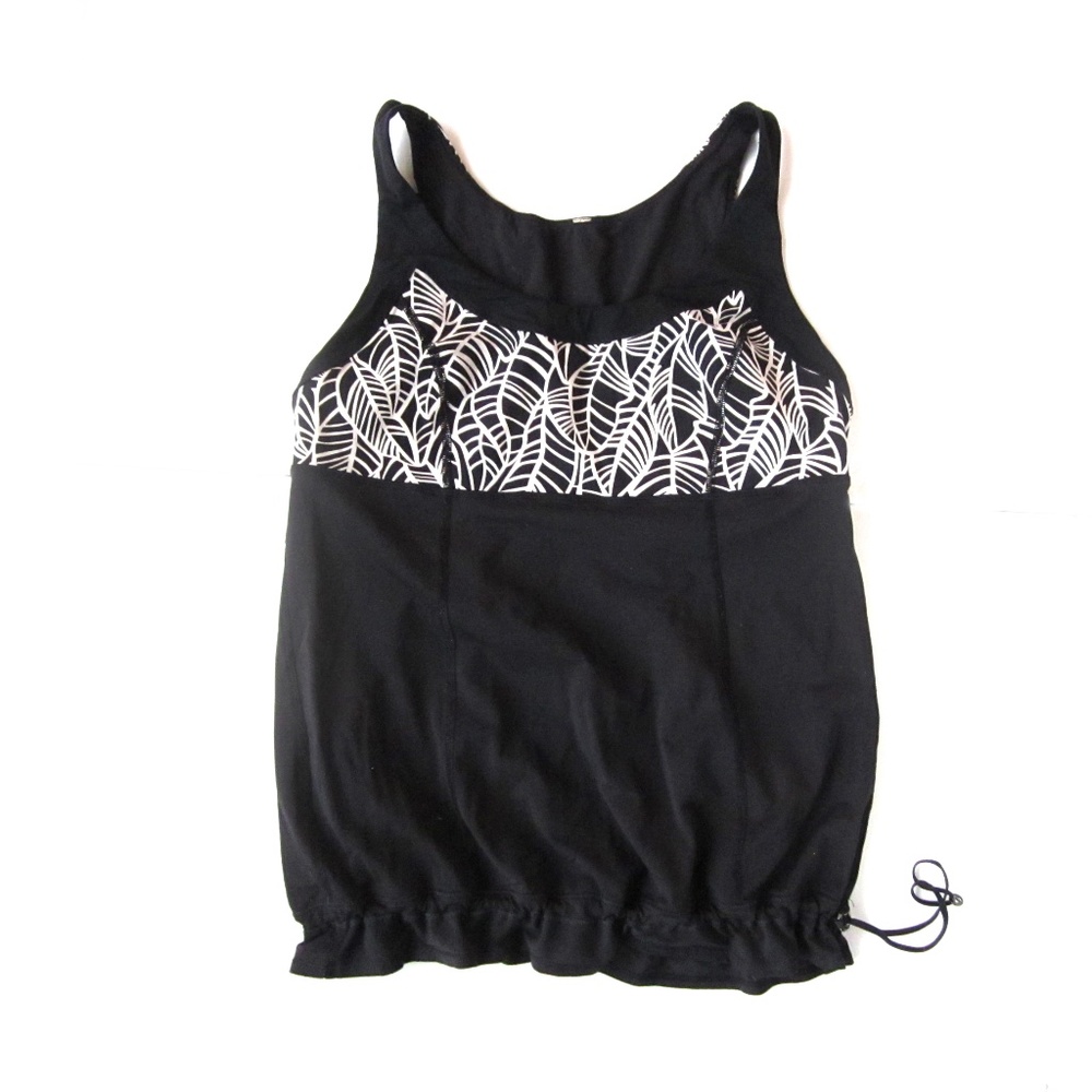 LULULEMON Black & White Banana Leaf Top, Baby Doll Style